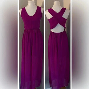 Dee Elle cross cross open back hilow dress sheer overlay party wedding datenight